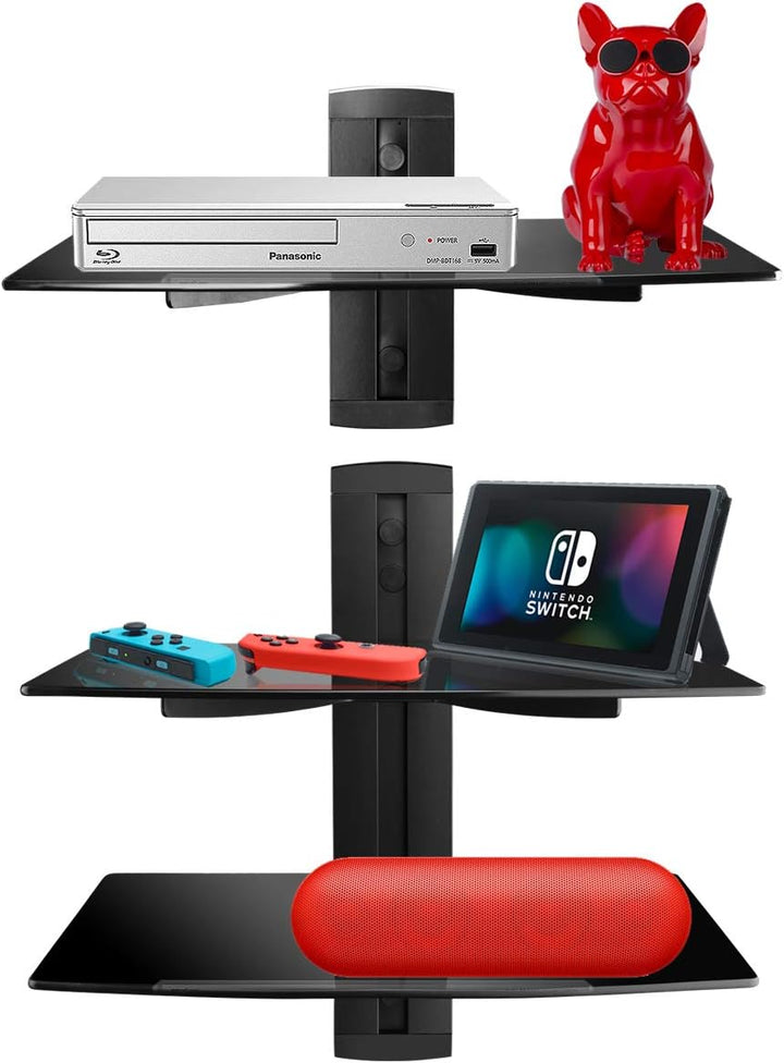 Suptek 3 Floating Regal Multimedia Wandregal TV Rack Wandhalterung Mit Verstärktem Gehärtetem Glasre