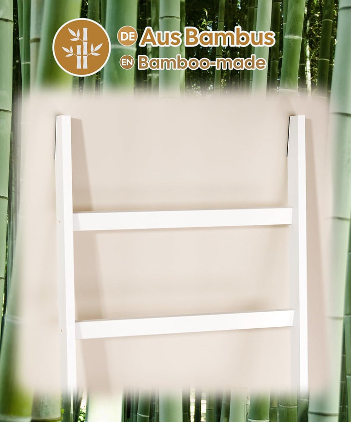 Yorbay Handtuchleiter Bambus 6 Sprossen: Kleiderleiter mit 2 Sturzsicherheitsriemen und 5 Haken - De