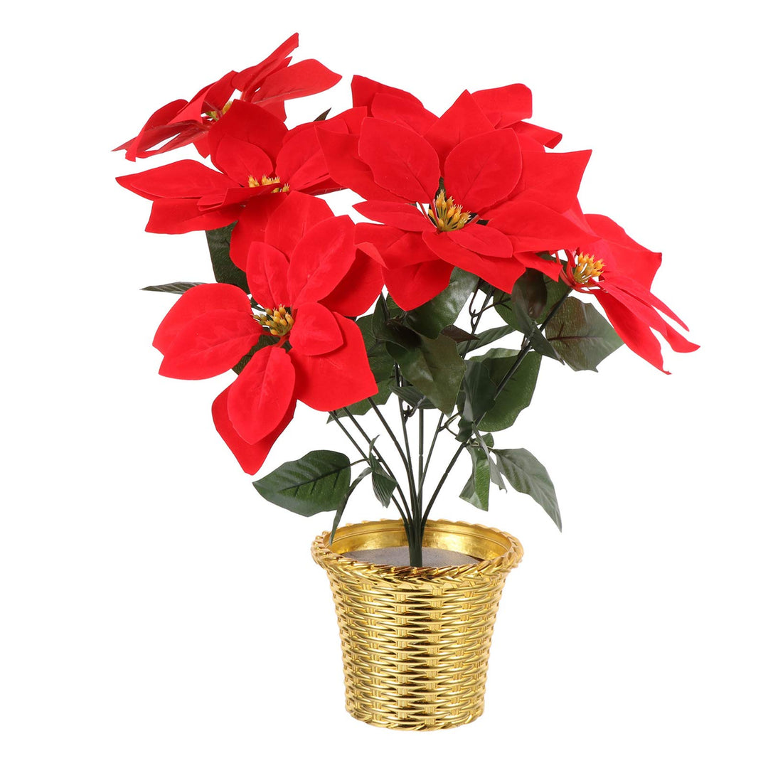 Homoyoyo Künstliche Weihnachtsstern-Töpfe Künstlicher Weihnachtsstern-Blumenstrauss aus Seide Roter