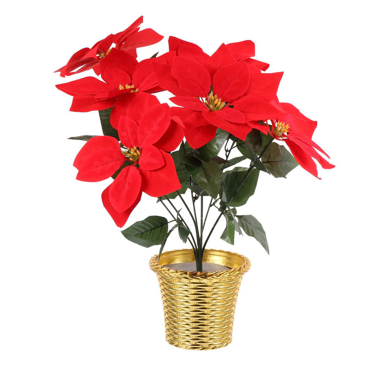 Homoyoyo Künstliche Weihnachtsstern-Töpfe Künstlicher Weihnachtsstern-Blumenstrauss aus Seide Roter
