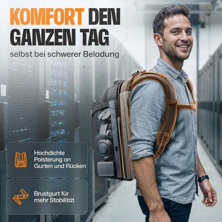 Everki Business 120 2 Laptop-Rucksack mit Regenschutz, 40L Fassungsvermögen, grosses Fach für Laptop