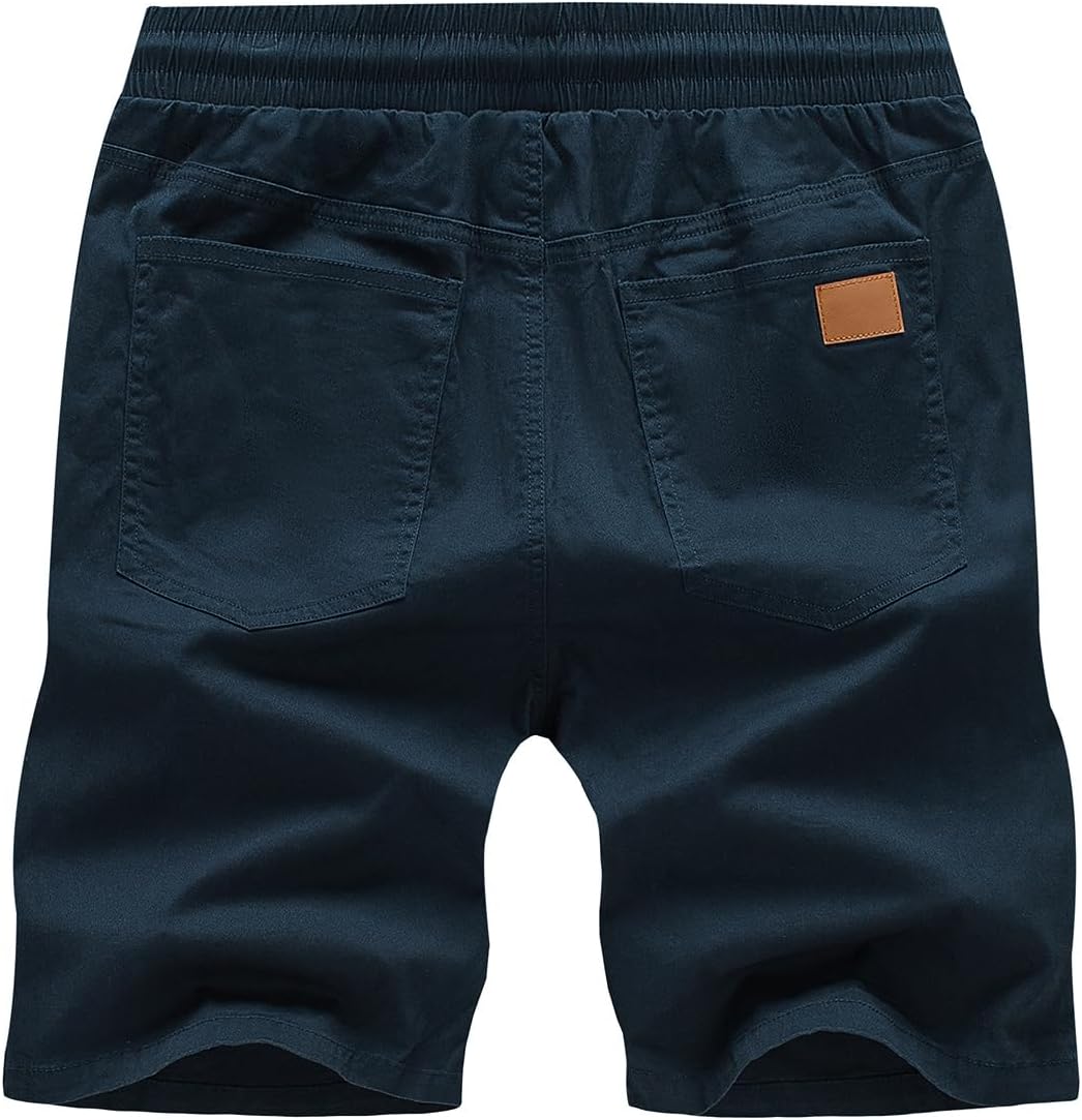 JMIERR Kurze Hosen Herren Shorts Herren Sommer Chino Baumwolle Elastische Taille mit Taschen XL E Bl