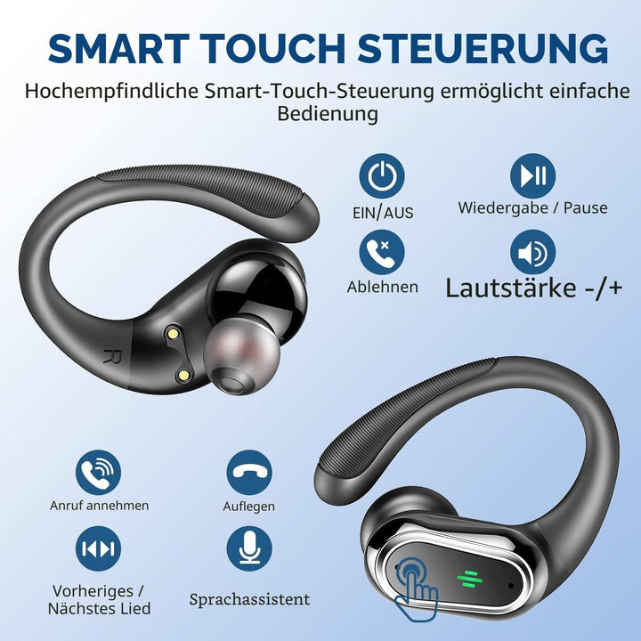 2026 Bluetooth Kopfhörer, Kopfhörer Kabellos Bluetooth 5.4 Sport tiefer Bass, 50 std Spielzeit In Ea