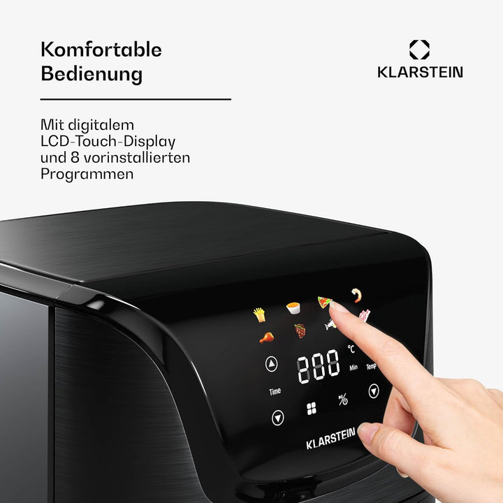 Klarstein AeroVital Deluxe Heissluftfritteuse – 5,4 L Airfryer, 1700 W, Touch-Display, 8 Programme,