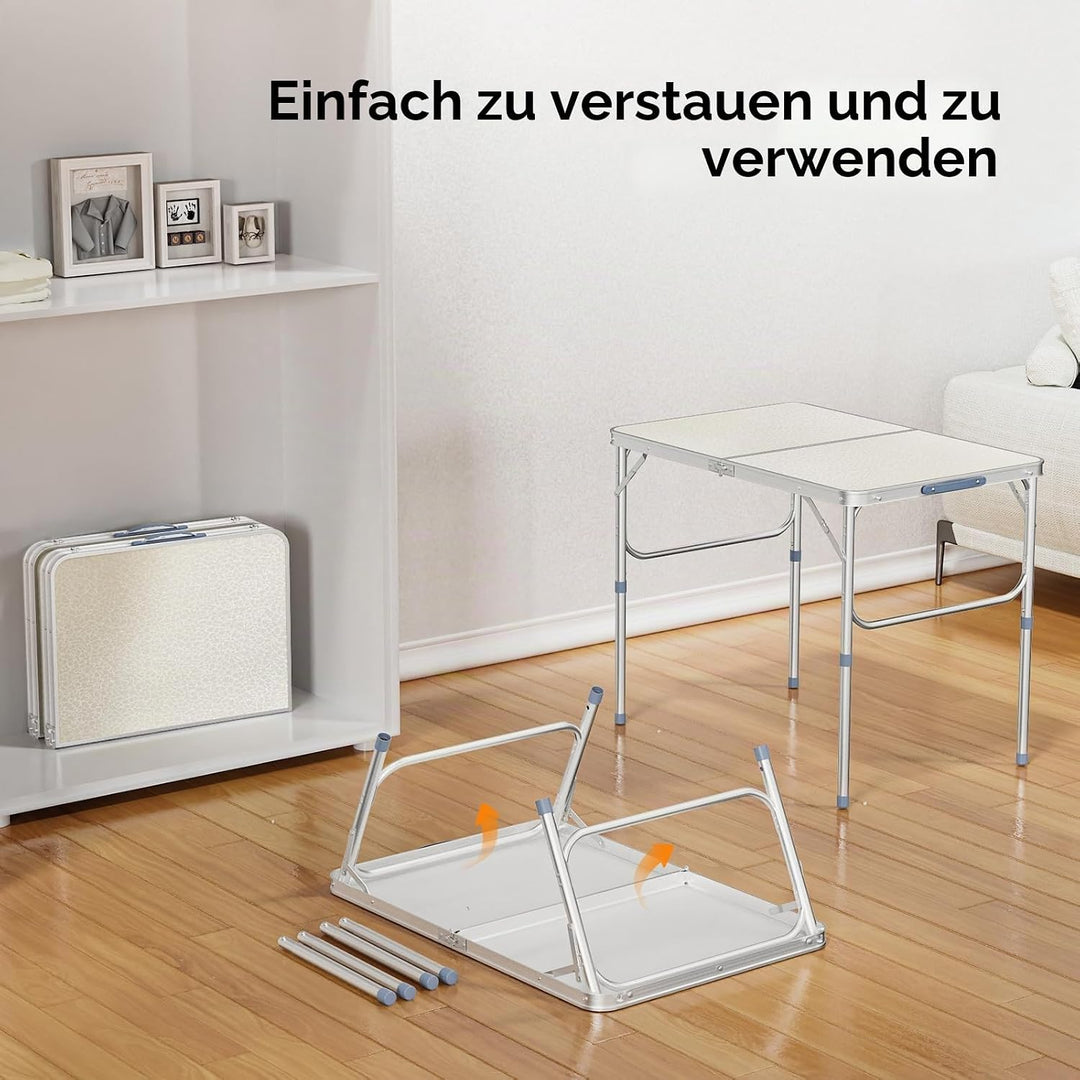 Bonnlo Klapptisch Höhenverstellbar, Gartentisch Wetterfest, Balkontisch Klappbar – Tragbarer Mehrzwe
