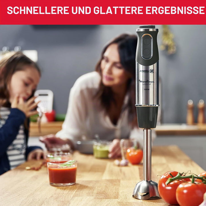 Moulinex DD6558 DD655810 Quickchef 3-in-1 Tauchmixer, Powelix-Technologie, 3 Zubehörteile, Edelstahl