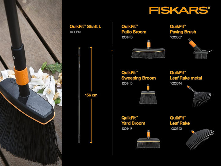Fiskars Fächerbesen, Werkzeugkopf, Mit 20 Zinken, Breite: 56 cm, Stahl-Zinken, Schwarz/Orange, QuikF