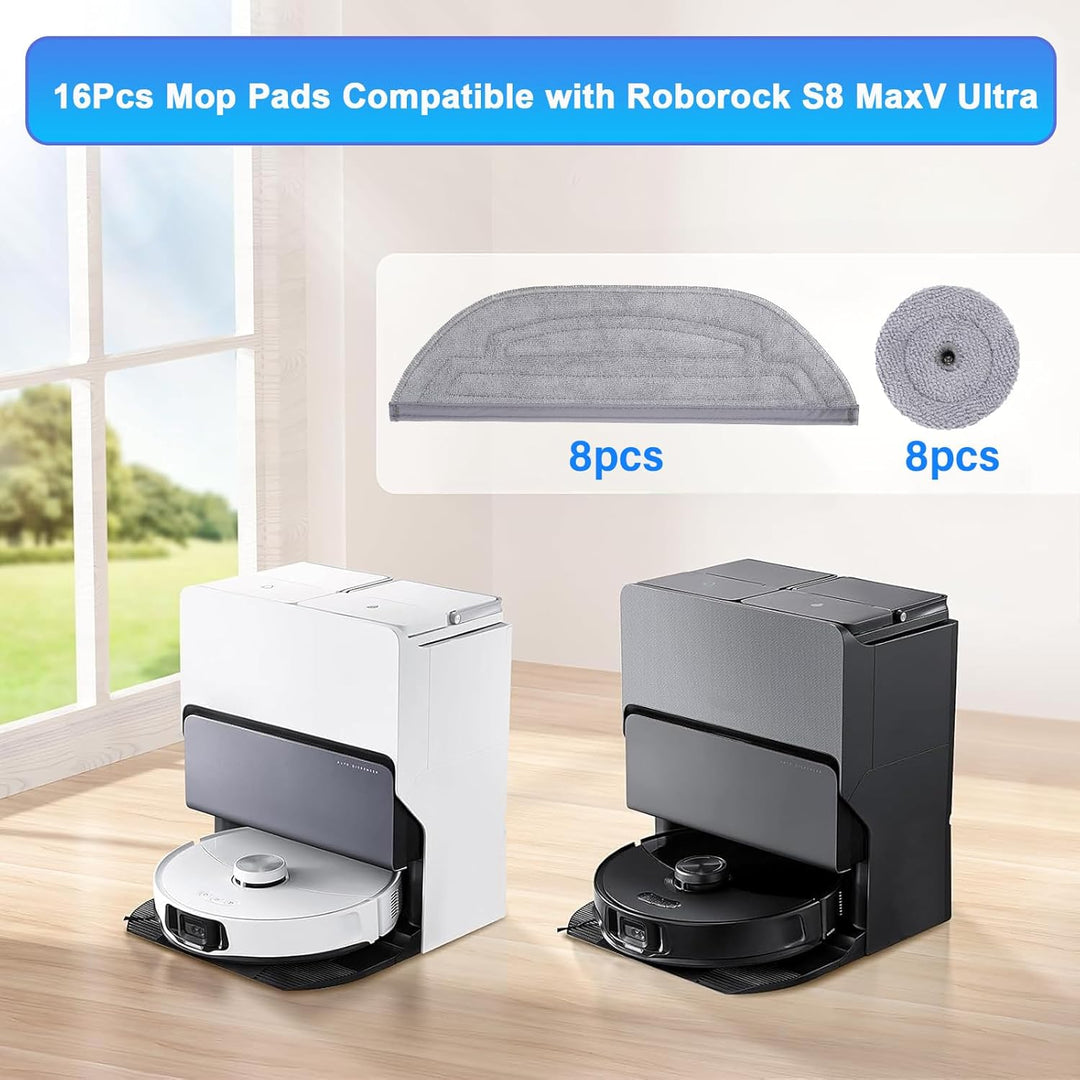 16 Stück Wischtücher Set für Roborock S8 MaxV Ultra/ S8 Max Ultra Saugroboter, 8 Wischtuch und 8 Sei