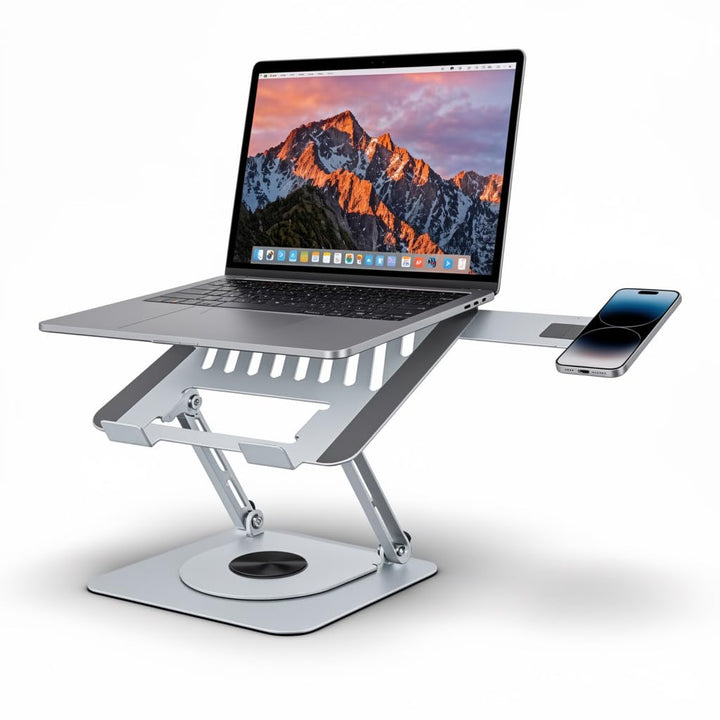 Generisch Laptopständer höhenverstellbar 360° drehbar – Ergonomischer Notebookständer mit Handyhalte