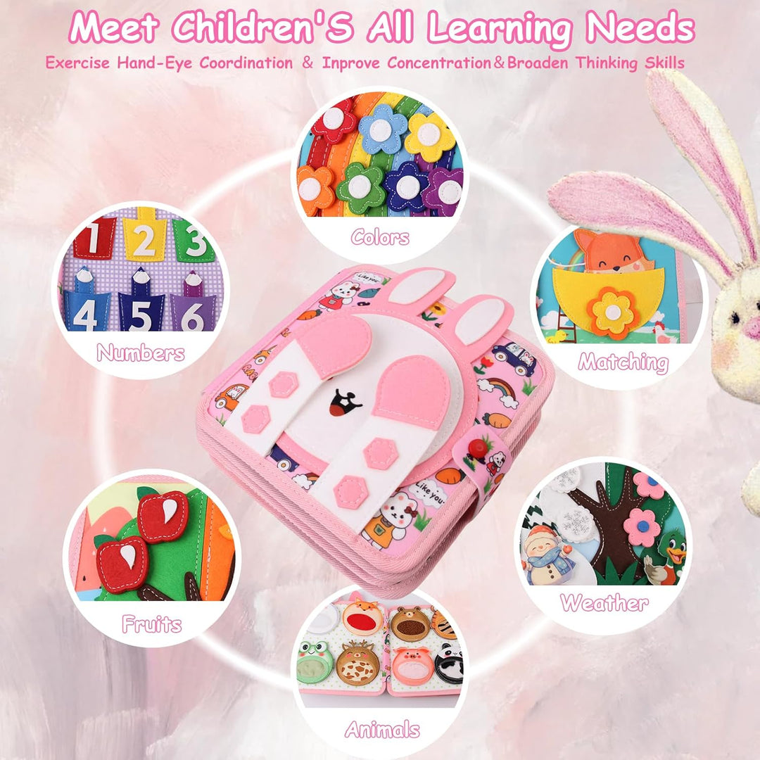 Quiet Book ab 1 Jahre,Busy Board Montessori Spielzeug Filzbuch-Stoffbuch für Babys,3D Filz Beschäfti