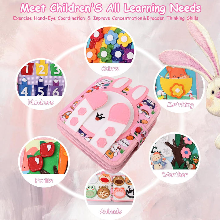 Quiet Book ab 1 Jahre,Busy Board Montessori Spielzeug Filzbuch-Stoffbuch für Babys,3D Filz Beschäfti