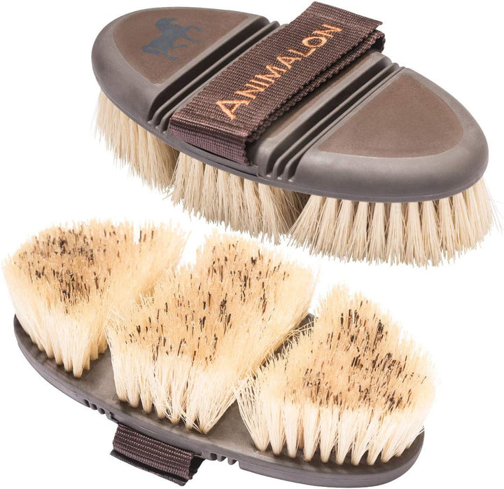 Animalon CareFlex Wurzelbürste – Naturhaar-Pferde-Bürste – Wurzelkardätsche mit harten Naturborsten