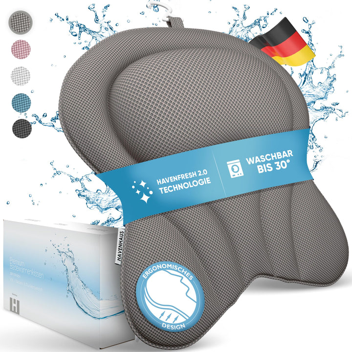 XXL Premium Badewannenkissen grau | NEU zusätzliche Polster an Schulter- & Nackenbereich | Badekisse