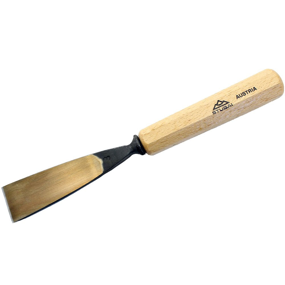 STUBAI Stemmeisen Stechbeitel Serie 52 - Form 3 | Gerades Flacheisen - 2 mm, mit Holzgriff, zum Vors