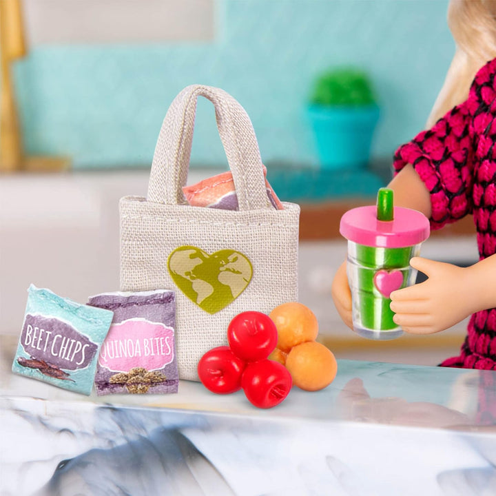 Lori Flughafen Verkaufsstand Set, Zubehör für 15 cm Mini Puppen – Puppenzubehör mit Imbisswagen, Ess