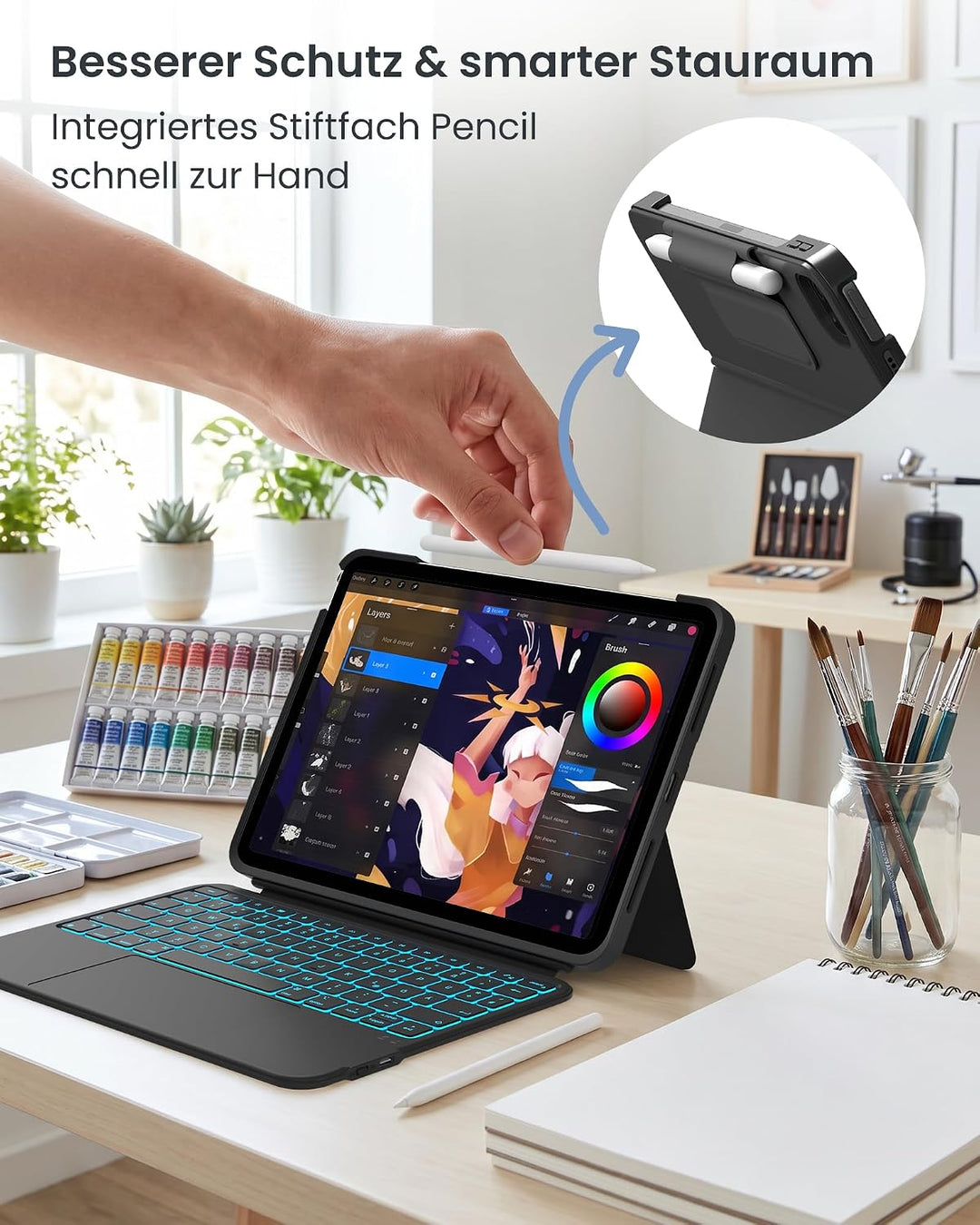 typecase Hülle mit Tastatur für iPad A16 11 2025/10 Generation & iPad Air 11" M4/M3/M2 & iPad Pro 11