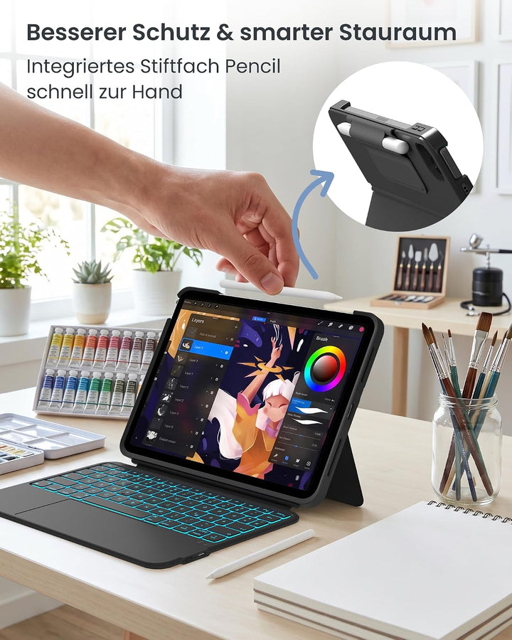 typecase Hülle mit Tastatur für iPad A16 11 2025/10 Generation & iPad Air 11" M4/M3/M2 & iPad Pro 11