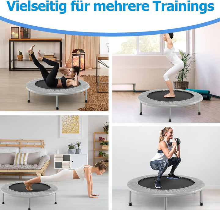 GYMAX Ø97 cm Mini Trampolin klappbar, Fitness Trampolin für Erwachsene & Kinder, Gartentrampolin bis