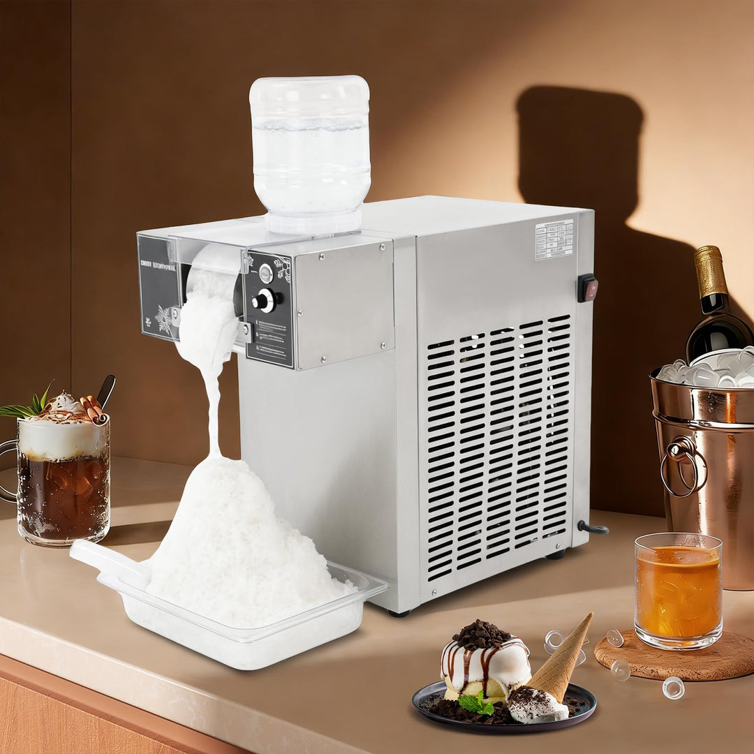 Schneeflocken Eismaschine 180kg/Tag 1200W Gewerbliche Schnee Eis Maschine aus Edelstahl, 9 stufige r