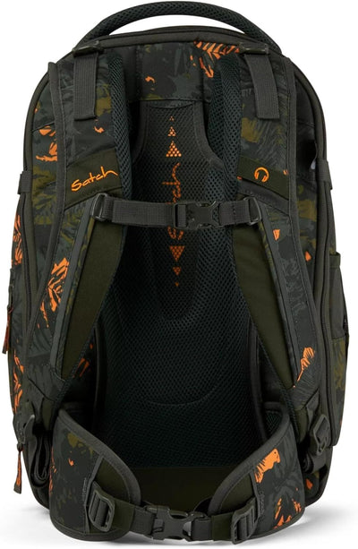 satch match Schulrucksack ergonomisch, erweiterbar auf 35 Liter, extra Fronttasche Jurassic Jungle -