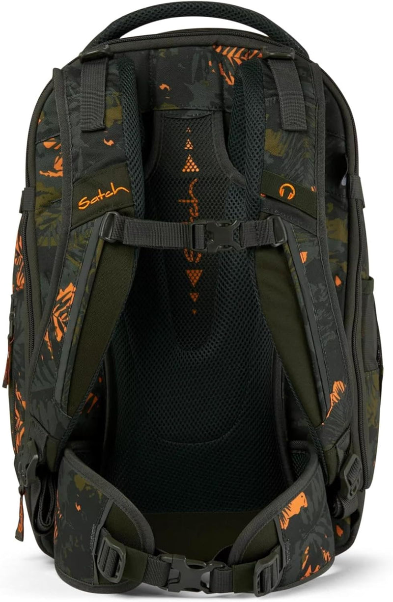 satch match Schulrucksack ergonomisch, erweiterbar auf 35 Liter, extra Fronttasche Jurassic Jungle -