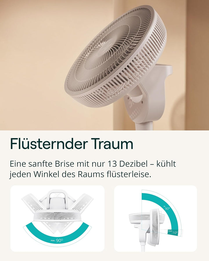 Duux Whisper 3 Standventilator – Energiesparender Ventilator mit 26 Geschwindigkeiten, Timer & Nacht
