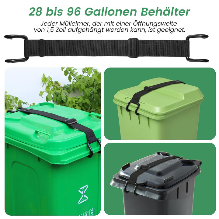 Herfair Mülltonnenschloss Ohne Bohren, 2 Stück Mülltonnen Schloss mit Haken für Müllcontainer 60-360