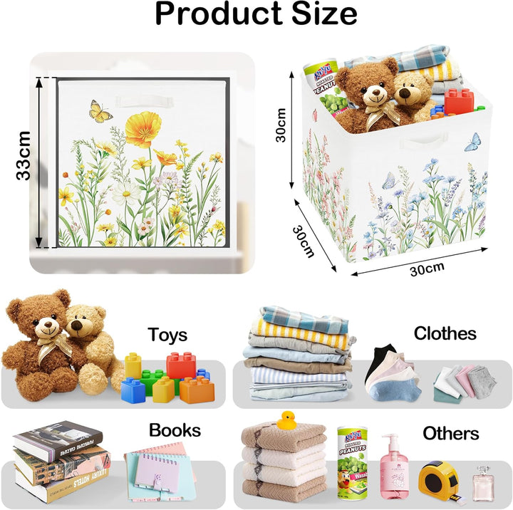 30cm Aufbewahrungsbox 3 Stück Wilde Blume Aufbewahrungskorb Kinder Falt Garten Schmetterling mit Gri