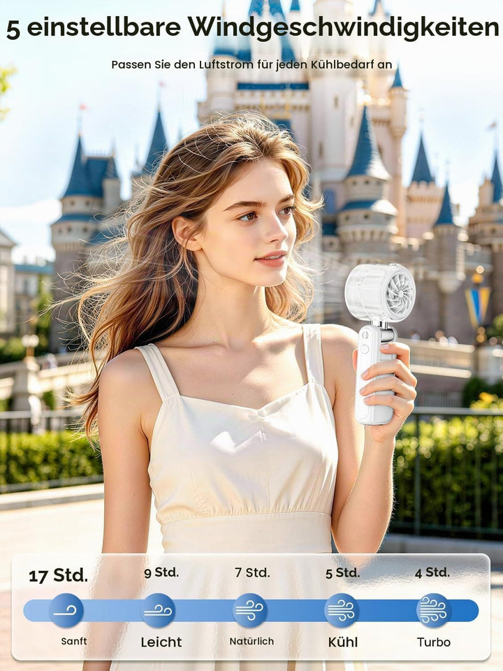 Handventilator mit Sprühnebel,Tragbarer Personal Turbo Ventilator | mit Kühlnebel Spray, 4000mAh Wie
