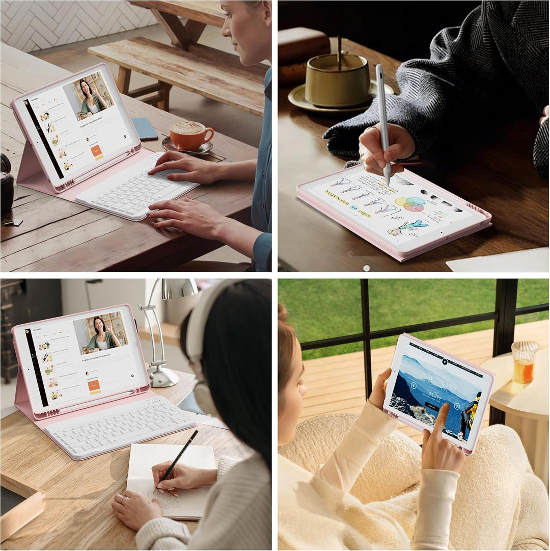 Tastatur Hülle für iPad 9. 8. 7. Generation 2021/2020/2019 10,2 Zoll mit Stifthalter, Magnetisch Blu