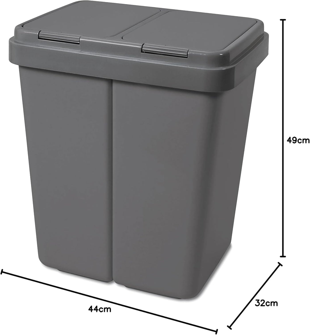 Gardissimo Duo Bin Müllbehälter grau inkl. 2 Ersatzfedern mit Deckel 2 x ca. 25 Liter, Kunststoff Mü