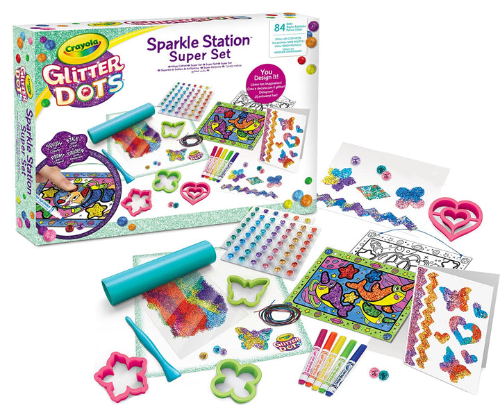 CRAYOLA - Glitter Dots, Sparkle Station super Set, glitzernde Dekorationen mit modellierbarem Glitte