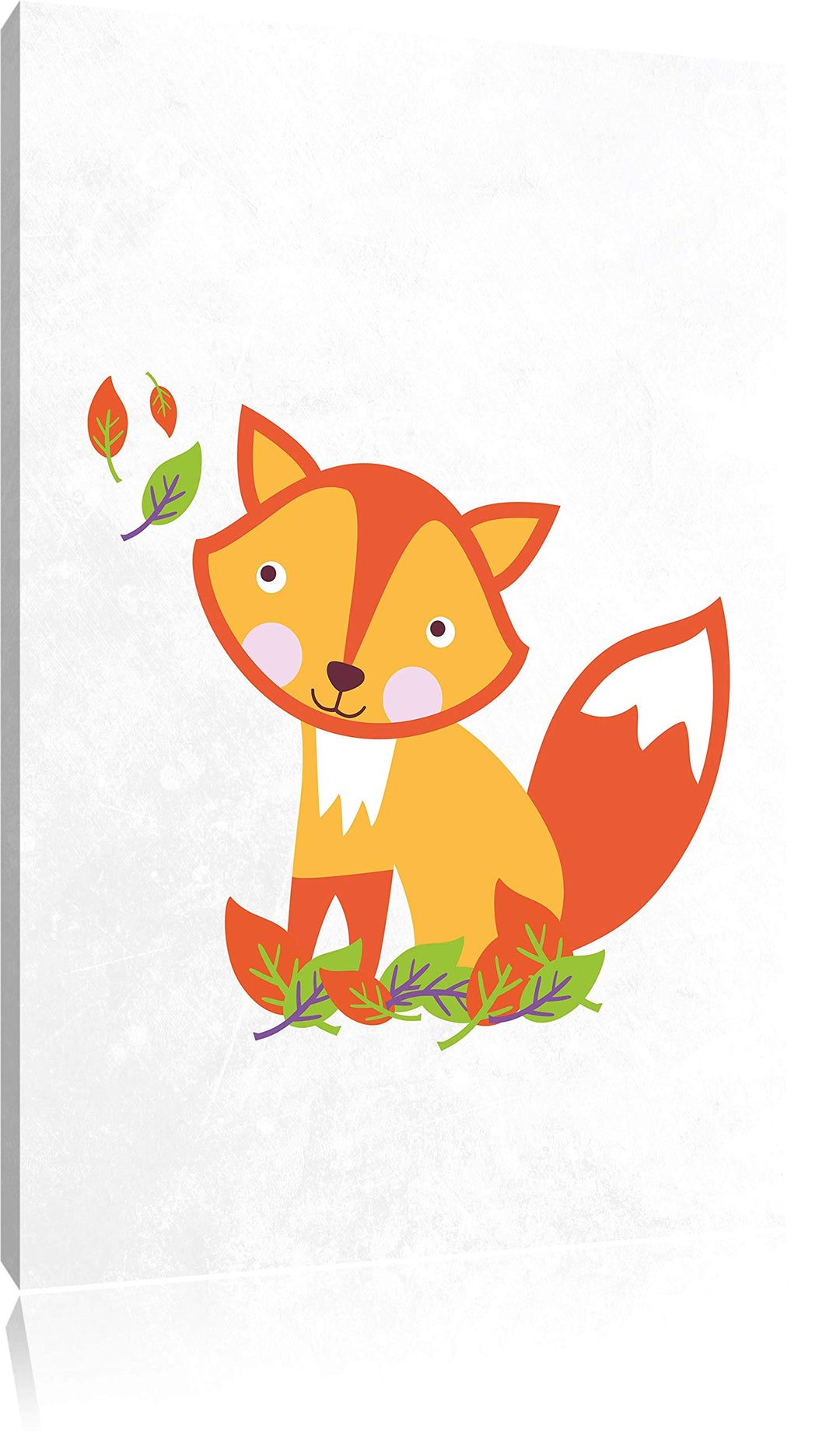 Pixxprint Niedlicher Fuchs in Laub Haufen als Leinwandbild/Grösse: 100x70 cm/Wandbild/Kunstdruck/fer