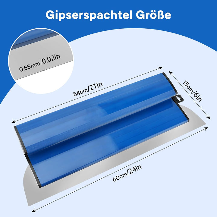 Flächenspachtel 60cm, Austauschbare 0,55mm Edelstahlklinge Spachtel Werkzeug mit Ergonomischem Z-Gri
