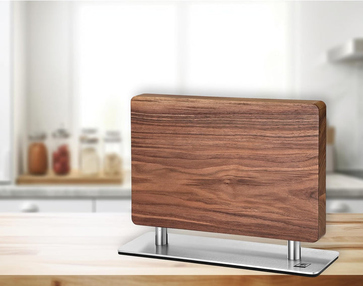 zayiko Premium Doppelseitiger Magnet-Messerhalter aus Walnussholz I Elegante Aufbewahrung für Ihre K