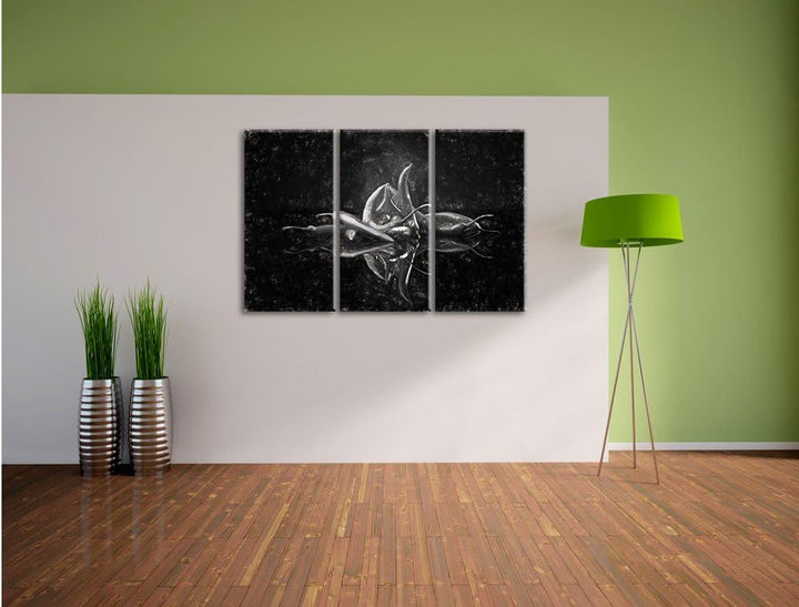 Pixxprint Feurige rote Chili-Schoten Kunst als Leinwandbild/Grösse: 3 Teilig (120x80) cm/Wandbild/Ku