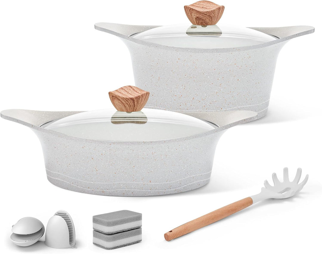 RIOVARM Induktion Topfset Antihaft Granit Töpfe mit Deckel Keine PFOA 2 Stück Kochgeschirr Set Mehrz