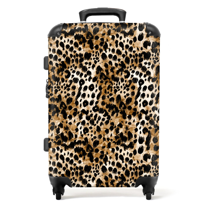 NoBoringSuitcases.com® Grosser Koffer - Leopardenmuster - Braun - Tiermuster - Tiere - Design - Komb
