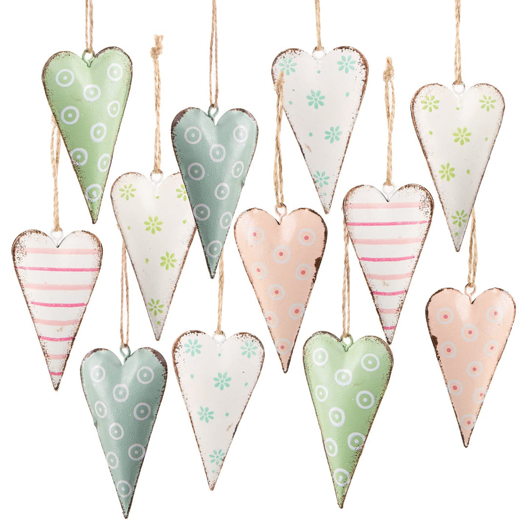 Logbuch-Verlag 12 Herzen Anhänger Metall Herzanhänger 8 cm rosa Pastellfarben 8 cm Dekoration give-A