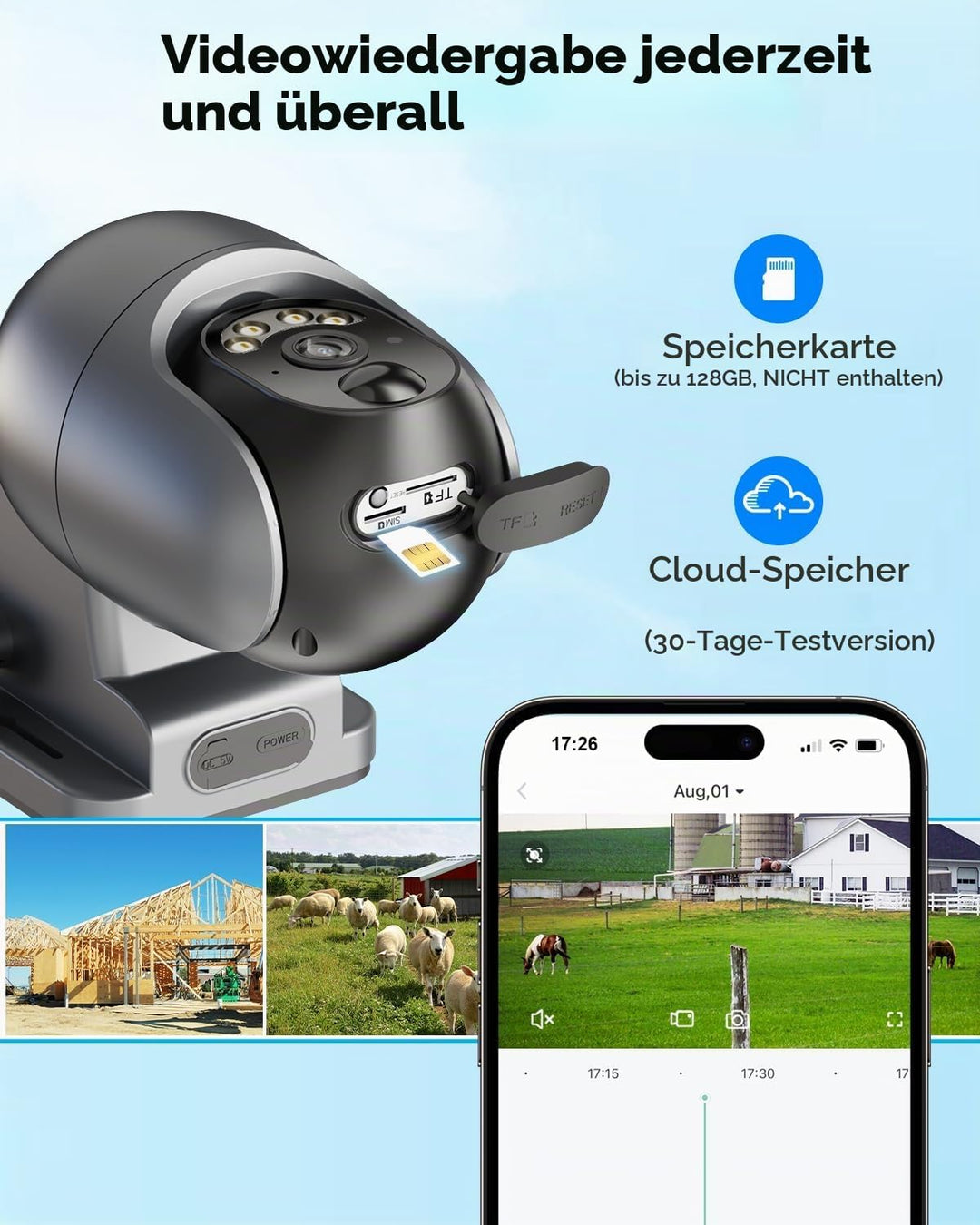4G LTE Überwachungskamera Aussen Solar mit SIM Karte【2 STK】- 2K HD PTZ Kabellos Kamera Ohne WLAN Out