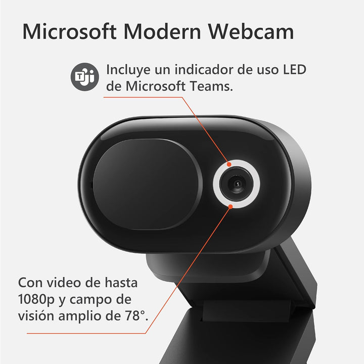 MICROSOFT 8L3-00005 - Modern Webcam, DFOV of 78° (HFOV 69°, 16:9 Aspect Ratio), schwarz