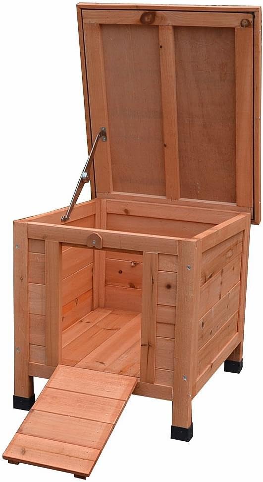 Melko Katzenhaus 50 x 45 x 43 cm mit klappbarem Deckel und Rampe, Winterfest Braun, Braun