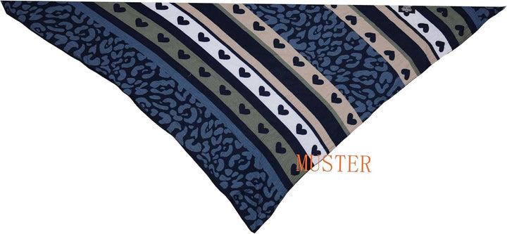 Damen Musselin Halstuch Made in Italy mit Leo Love Herz– Leichtes Dreieckstuch für Frühling &amp; Sommer