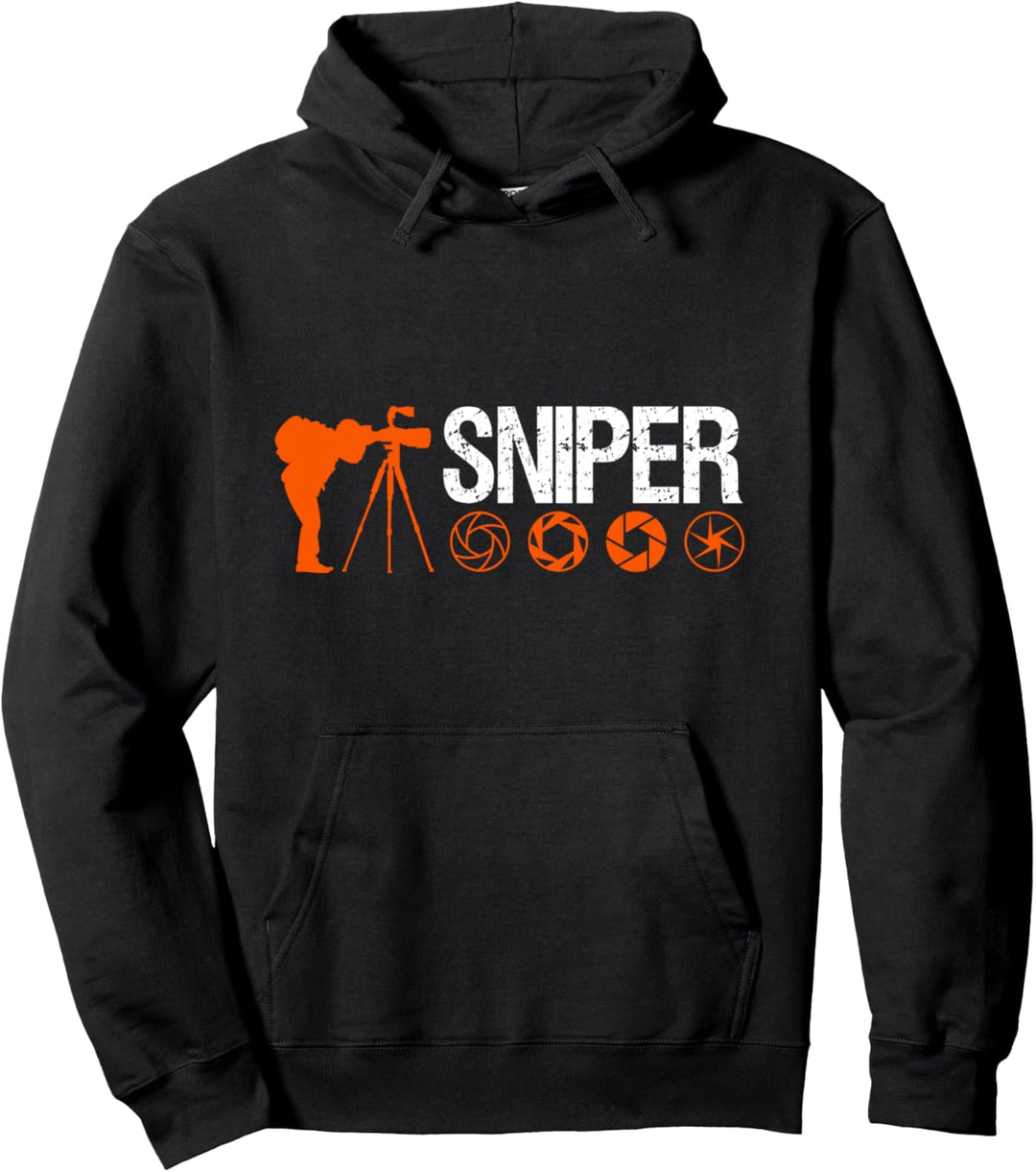 Sniper Kameramann mit Kamerablenden und Objektiv Pullover Hoodie