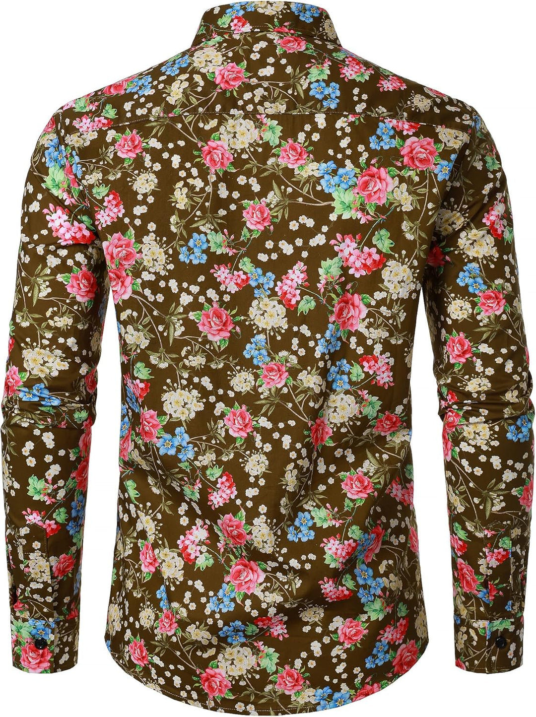 JOGAL Herren Regular Fit Floral Business Hemd Langarm Button Down Print Freizeithemd S Braun Rosa, S