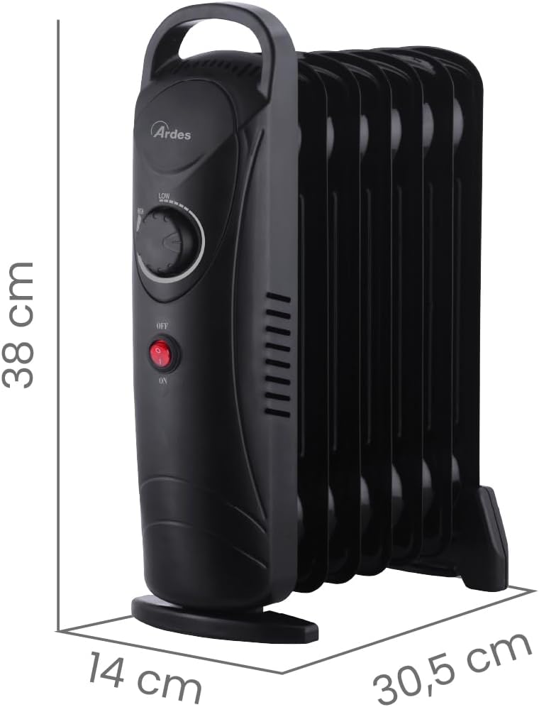 ARDES - AR4R07M2 OILO MINI2 800 W Mini-Elektro-Ölheizkörper, kompakter elektrischer Heizkörper mit g