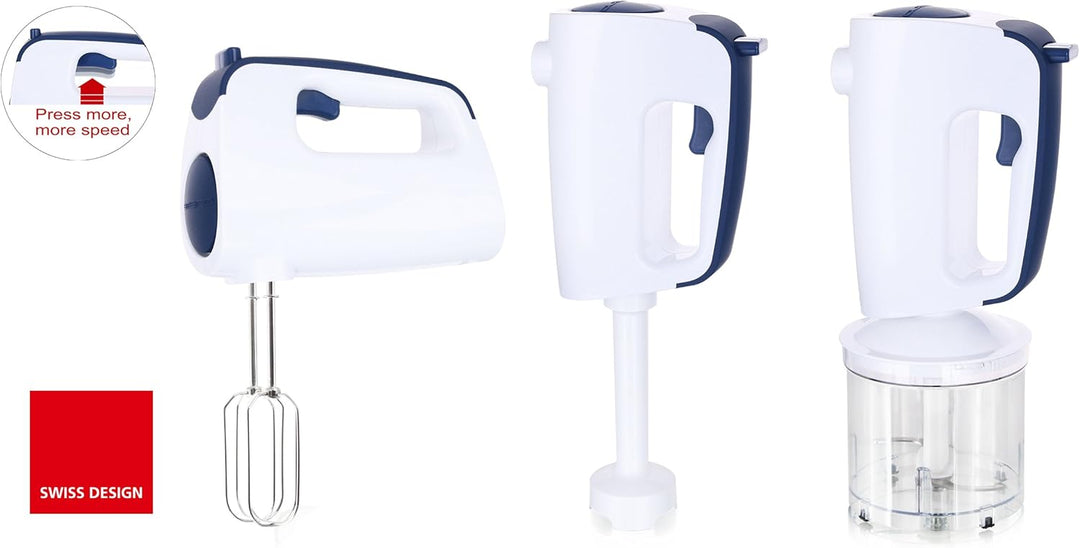 Emerio HMS-113257.2 Handmixer-Set mit revolutionärem 1-Finger-Speed-Control, Quirl Mixer Zerkleinere