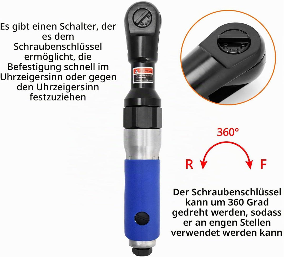 QWORK® Druckluft Ratschenschrauber , 1/2" / 12.5mm , 85 N.M maximales Drehmoment, 1/2"