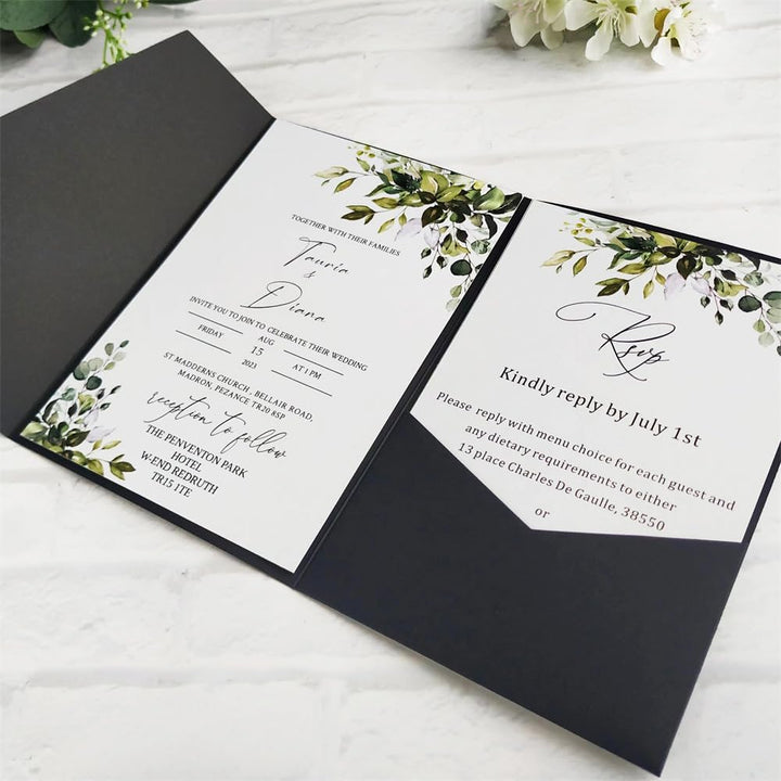 MillaSaw Hochzeitseinladungen, Schwarz, für Partys, Hochzeiten, Geburtstage, Valentinstag, 25 Stück