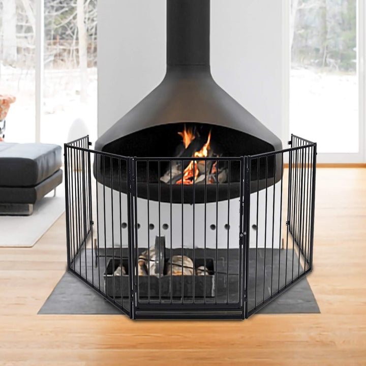 Kaminschutzgitter mit Tür 304cm Metall Ofenschutzgitter Laufgitter Laufstall Absperrgitter Tierschut